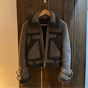 AllSaints Asher shearling sheepskin biker jacket